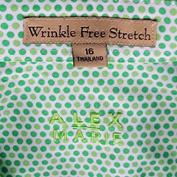 Alex Marie Green Dots Long-Sleeve Button Down Shirt - 16 - Picture 8 of 8